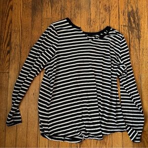 Torrid Black and White Asymmetrical Long Sleeve Blouse